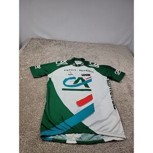 Credit Agricole Cycling Shirt Vintage Zip Up Terry Cloth Lined 80s Medium‎